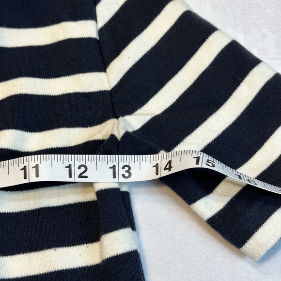 GAP Navy Striped Peplum Top Women's SZ XS Short Sleeve Round Neck Back Zipper - Picture 3 of 5